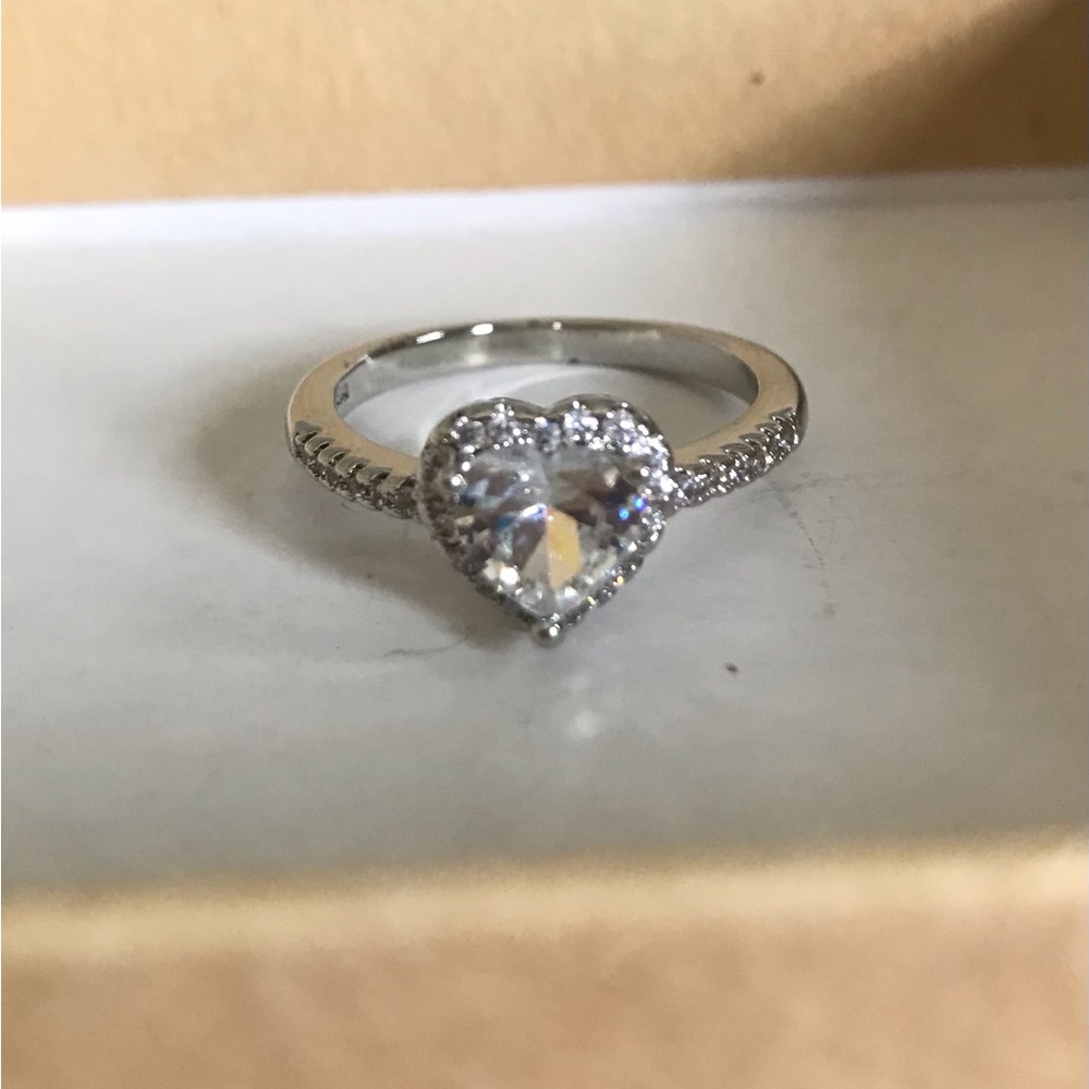 Sterling Silver Heart-Cut Cubic Zirconia Ring